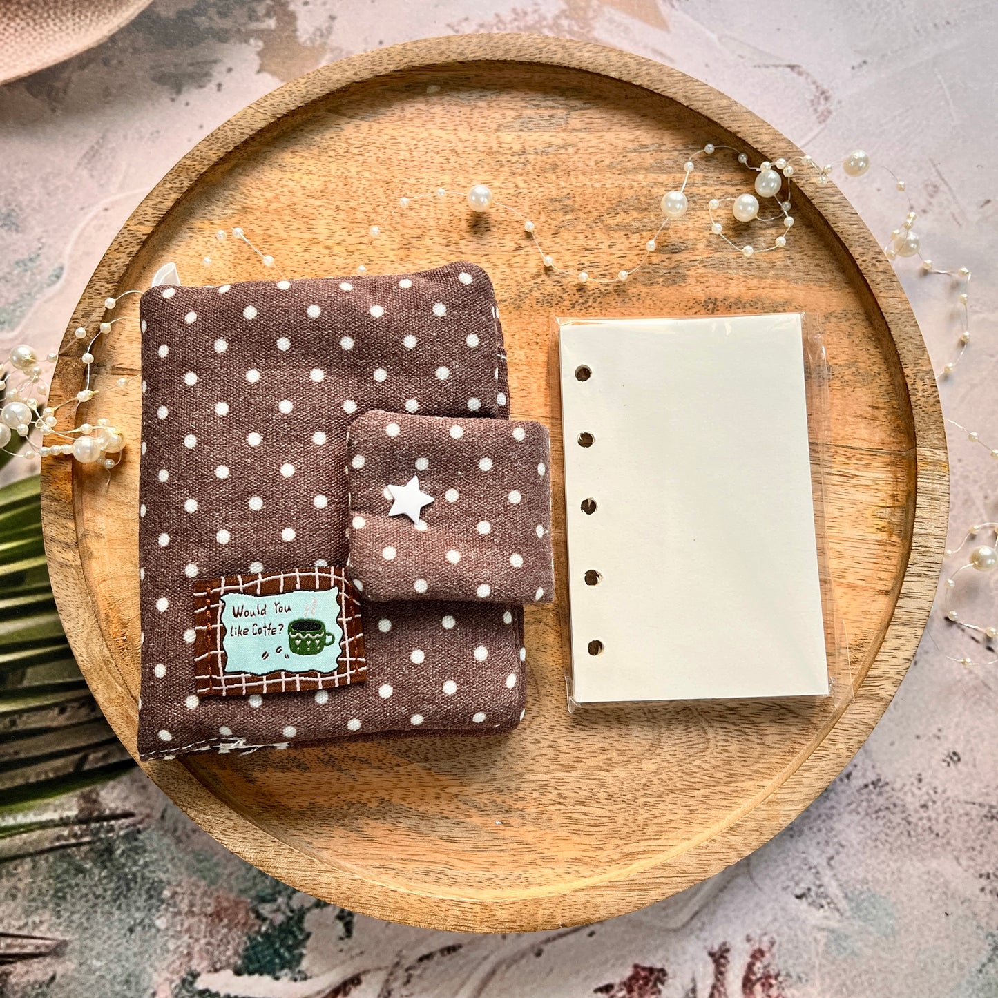 1 Pc Stylish Korean-style polka-dot brown M5 Cloth Notebook