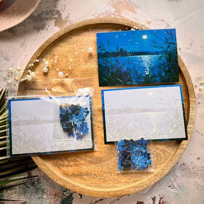 54 Pcs of Puzzle Stickers: Monet Impressions Series Retro Landscape Stickers