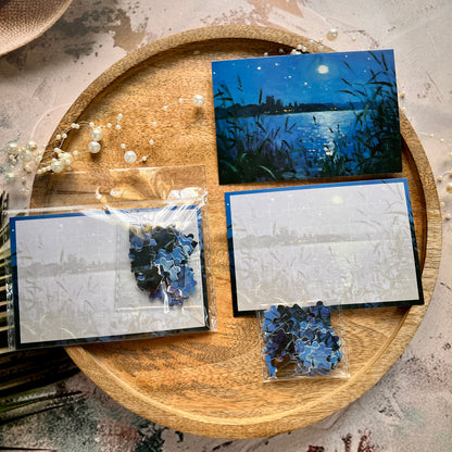 54 Pcs of Puzzle Stickers: Monet Impressions Series Retro Landscape Stickers