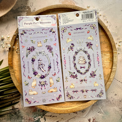 2 Sheets Purple Starry Night Fairy Tale Series Retro Decorative Stickers