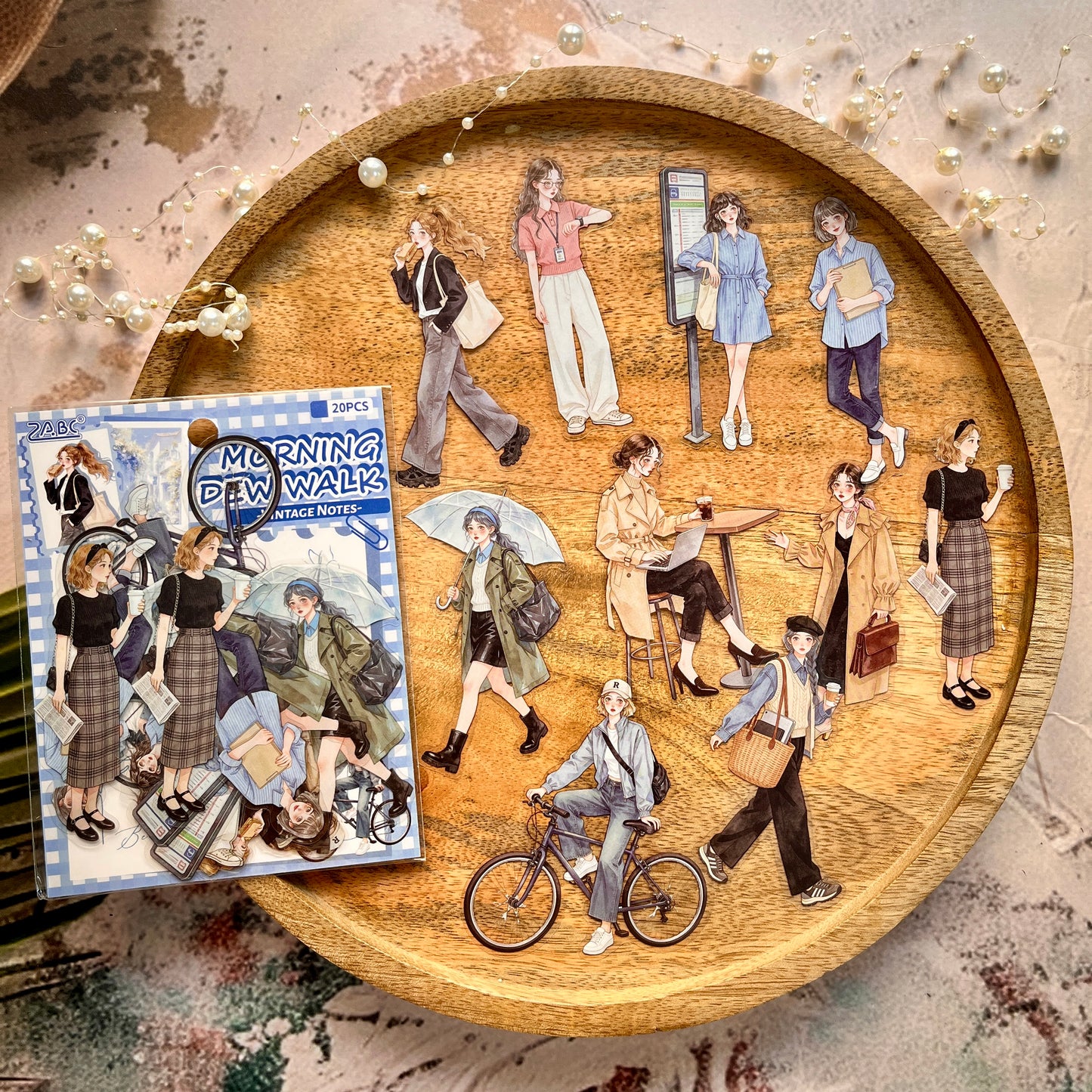 20 Pcs Old Times Stationery Series Journaling Character stickers