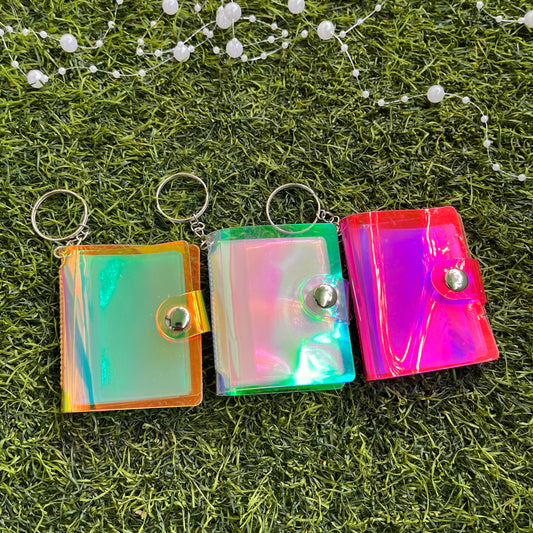 2 Inch Holographic Laser Cute Mini Key Chain Photo Album with Snap Button