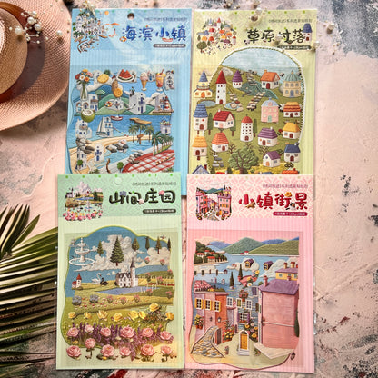 3 Sheets Embroidery Journey Series DIY decorative stickers