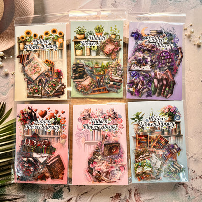 40 Pcs Flower Pavilion Book Collection Vintage Floral Book Themed Stickers