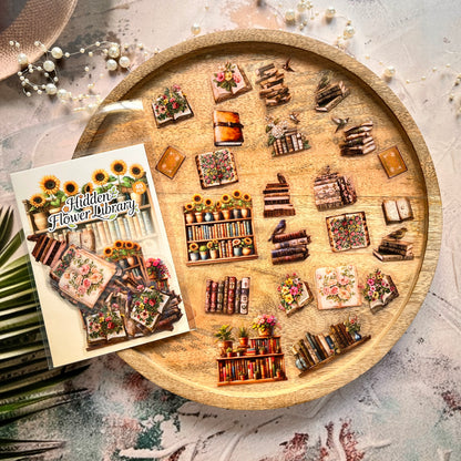40 Pcs Flower Pavilion Book Collection Vintage Floral Book Themed Stickers