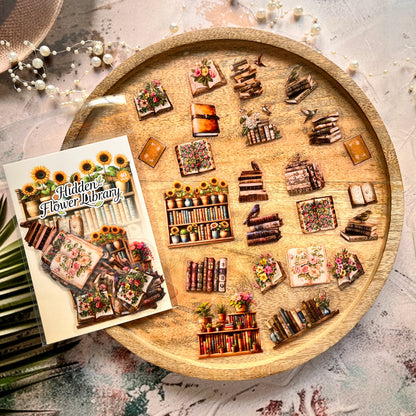 40 Pcs Flower Pavilion Book Collection Vintage Floral Book Themed Stickers