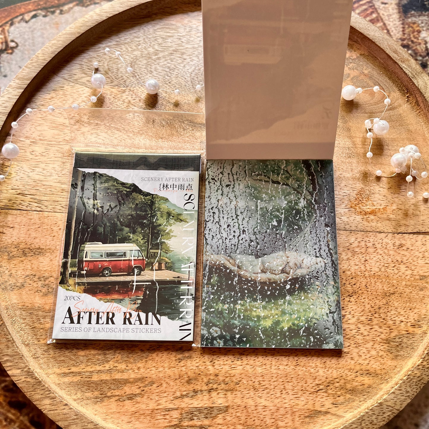 20 Sheets After the Rain Series Rain Themed Aquascape Sticker Book