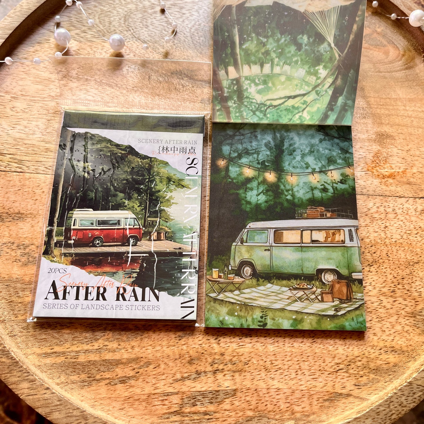 20 Sheets After the Rain Series Rain Themed Aquascape Sticker Book