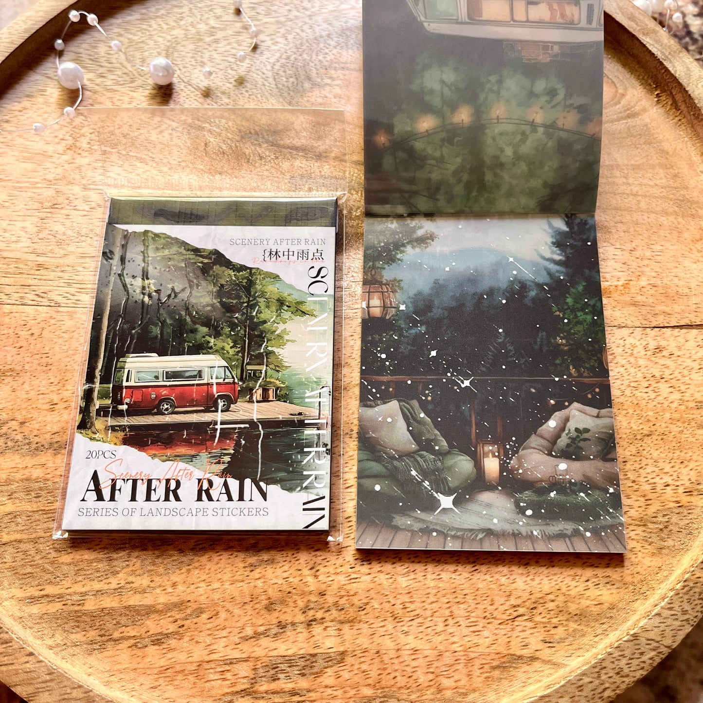 20 Sheets After the Rain Series Rain Themed Aquascape Sticker Book