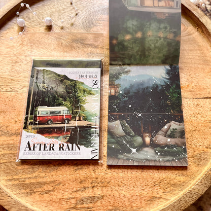 20 Sheets After the Rain Series Rain Themed Aquascape Sticker Book