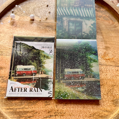 20 Sheets After the Rain Series Rain Themed Aquascape Sticker Book
