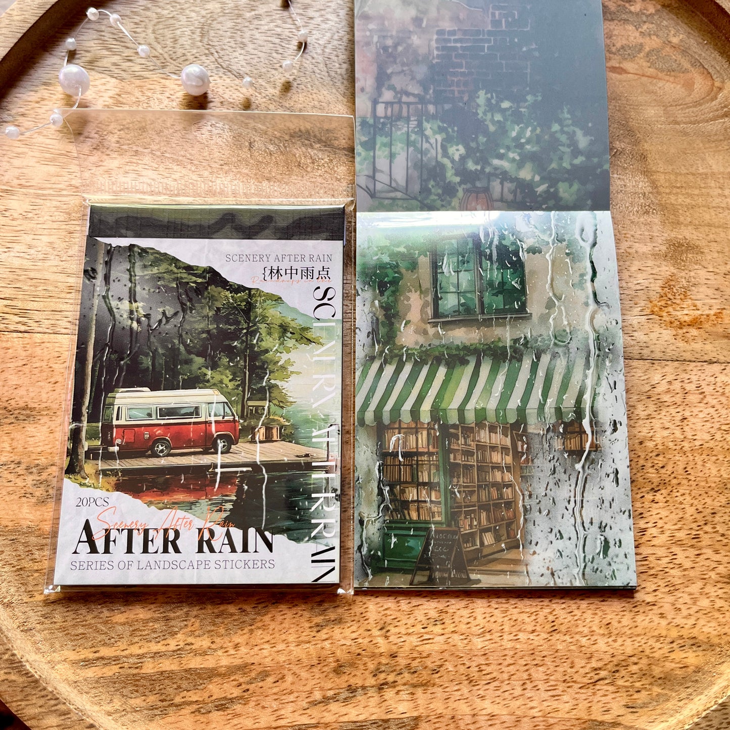 20 Sheets After the Rain Series Rain Themed Aquascape Sticker Book