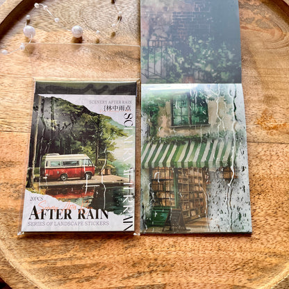 20 Sheets After the Rain Series Rain Themed Aquascape Sticker Book