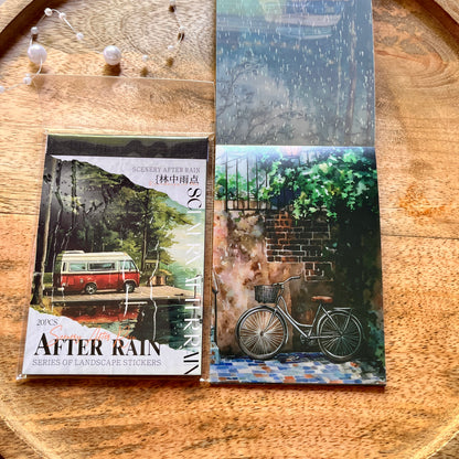 20 Sheets After the Rain Series Rain Themed Aquascape Sticker Book
