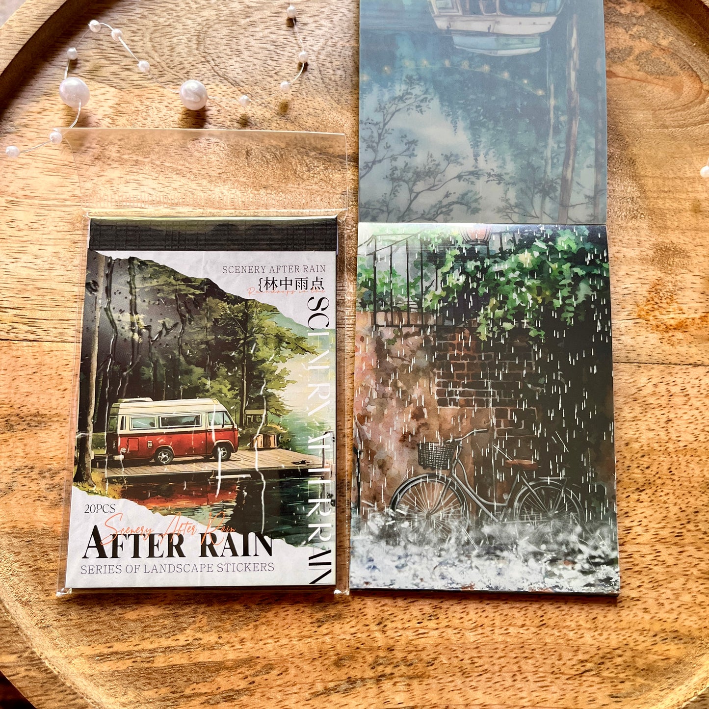 20 Sheets After the Rain Series Rain Themed Aquascape Sticker Book