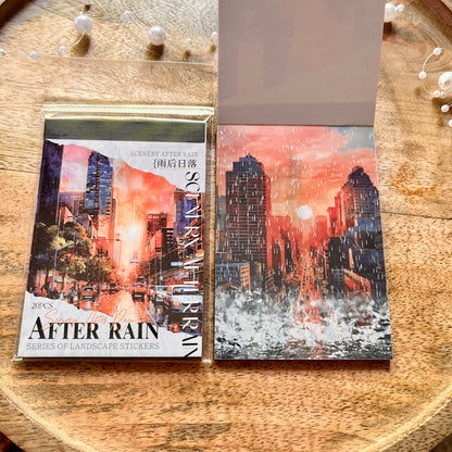 20 Sheets After the Rain Series Rain Themed Aquascape Sticker Book