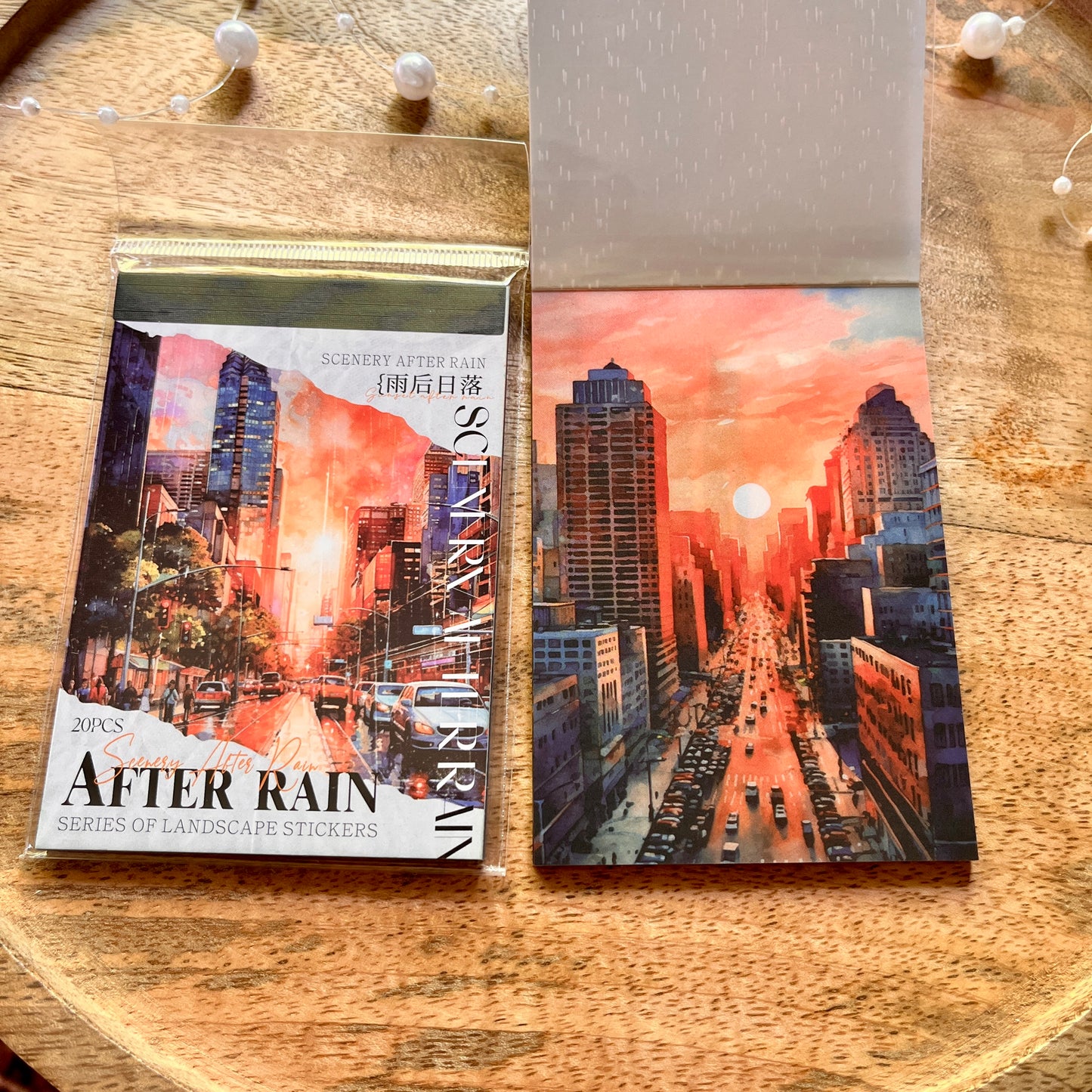 20 Sheets After the Rain Series Rain Themed Aquascape Sticker Book