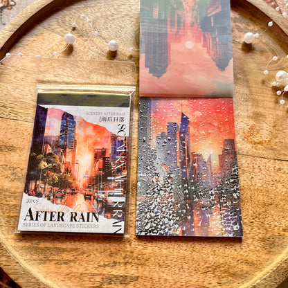 20 Sheets After the Rain Series Rain Themed Aquascape Sticker Book
