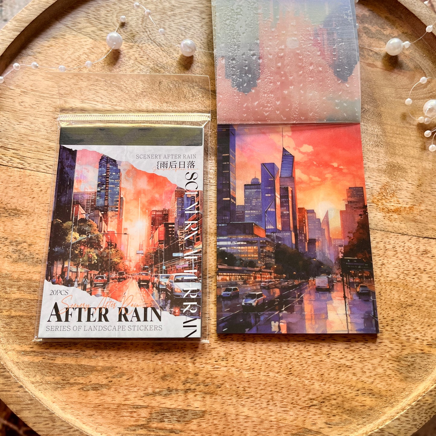 20 Sheets After the Rain Series Rain Themed Aquascape Sticker Book
