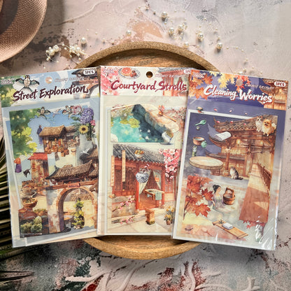 3 Sheets Pack Nine Crossroads Scenery Stickers 3D Stickers
