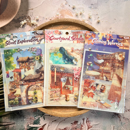 3 Sheets Pack Nine Crossroads Scenery Stickers 3D Stickers