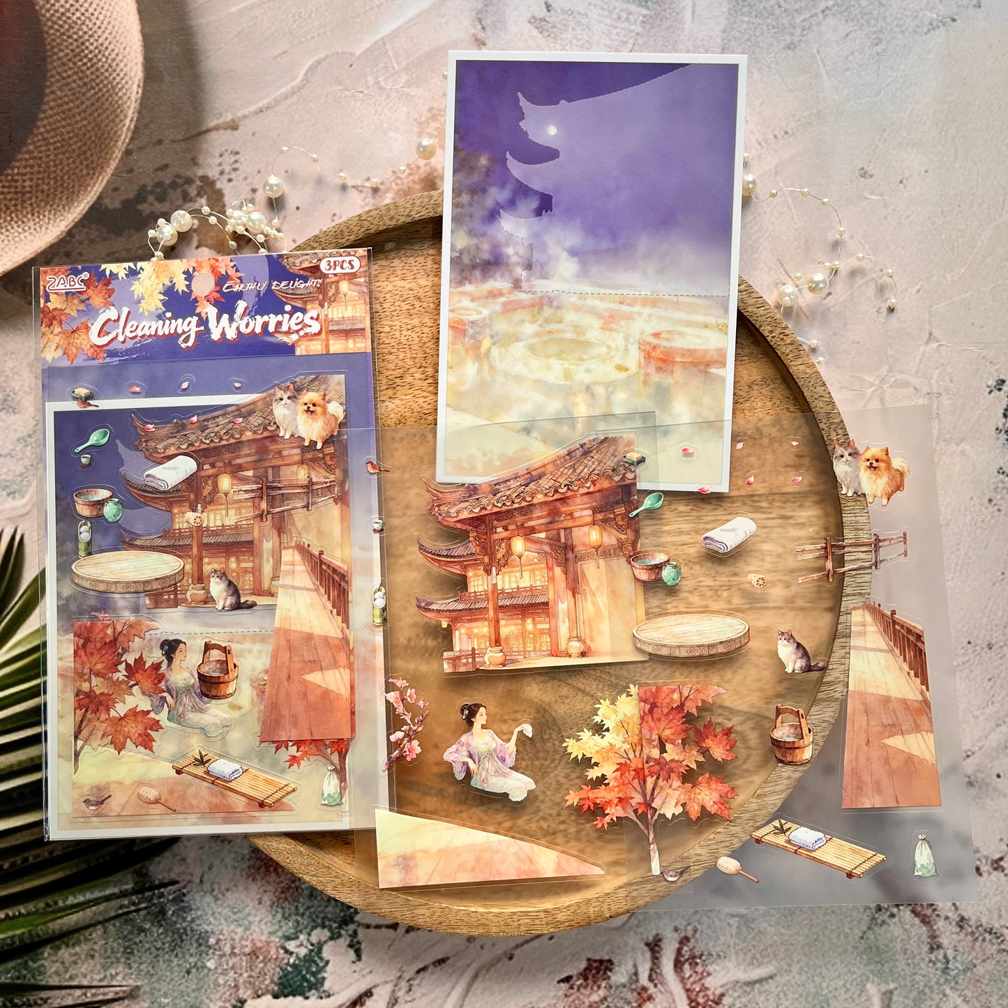 3 Sheets Pack Nine Crossroads Scenery Stickers 3D Stickers