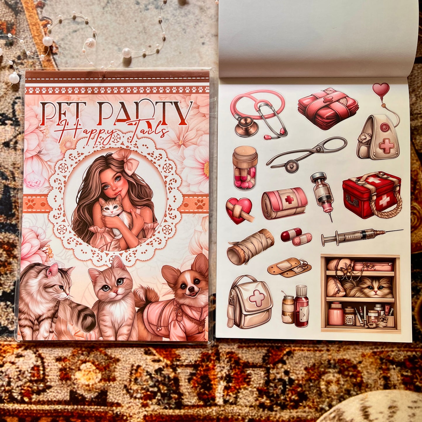 20 Sheets Pet Party Happy Tails Sticker Book for Journaling