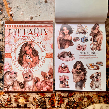 20 Sheets Pet Party Happy Tails Sticker Book for Journaling