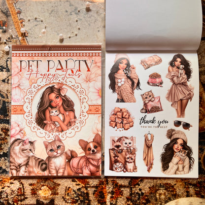 20 Sheets Pet Party Happy Tails Sticker Book for Journaling