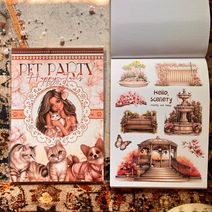 20 Sheets Pet Party Happy Tails Sticker Book for Journaling