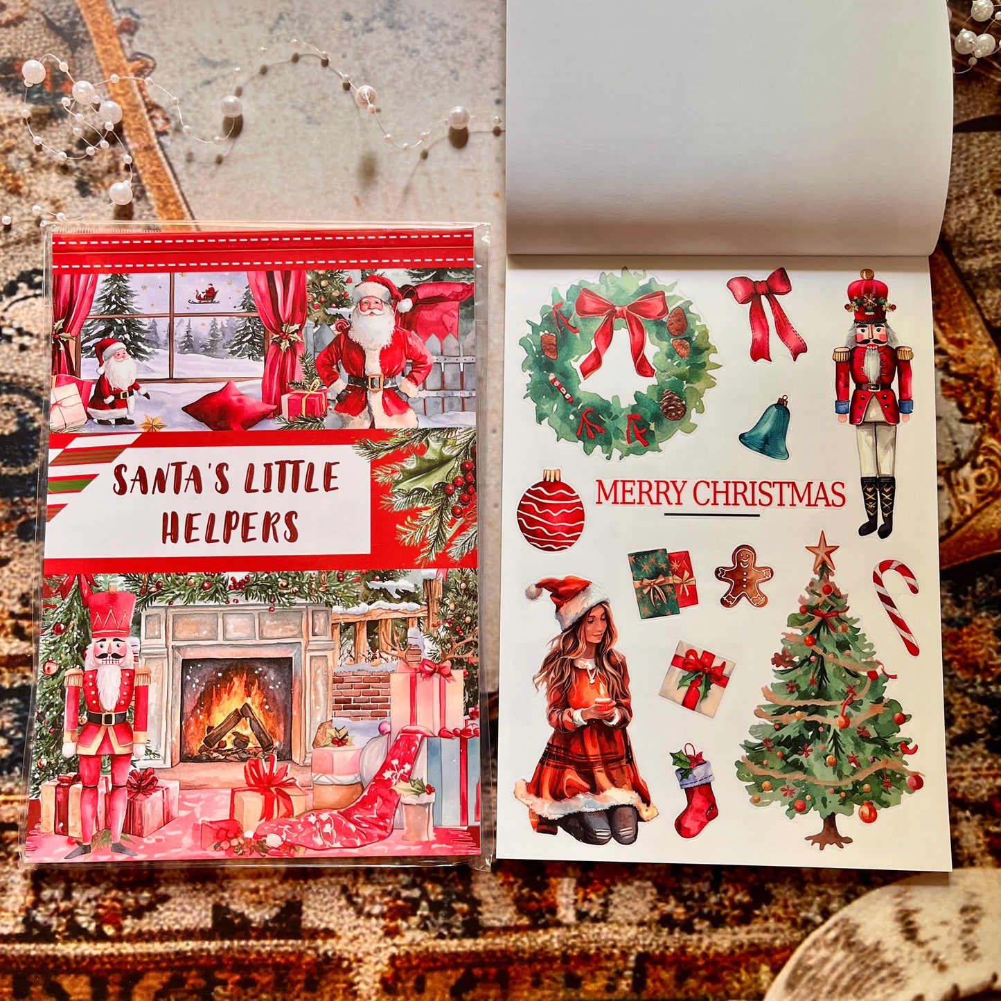 20 Sheets Santa's Little Helpers Christmas Sticker Book for Journaling
