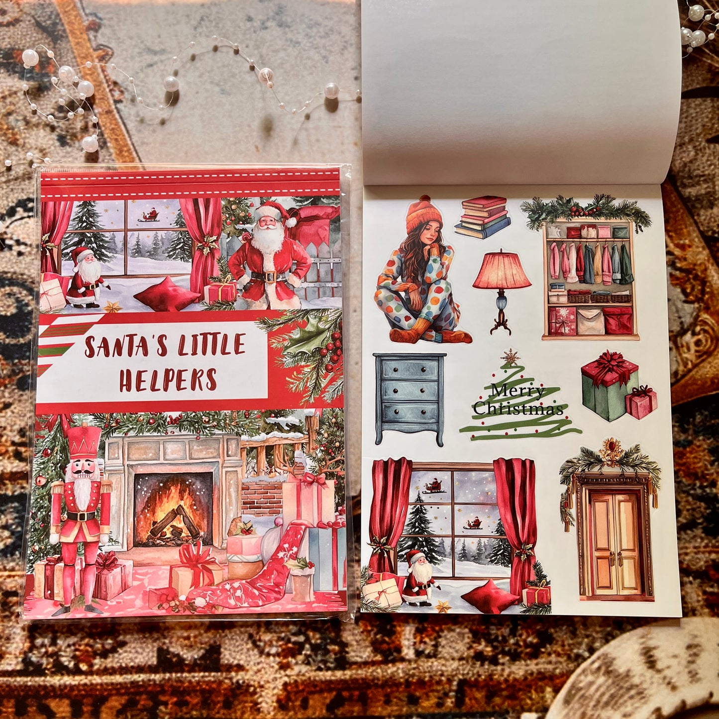 20 Sheets Santa's Little Helpers Christmas Sticker Book for Journaling