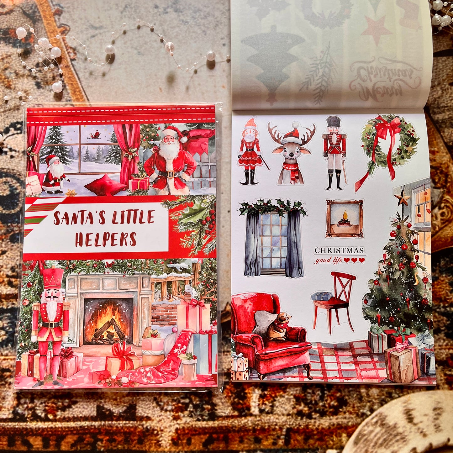 20 Sheets Santa's Little Helpers Christmas Sticker Book for Journaling