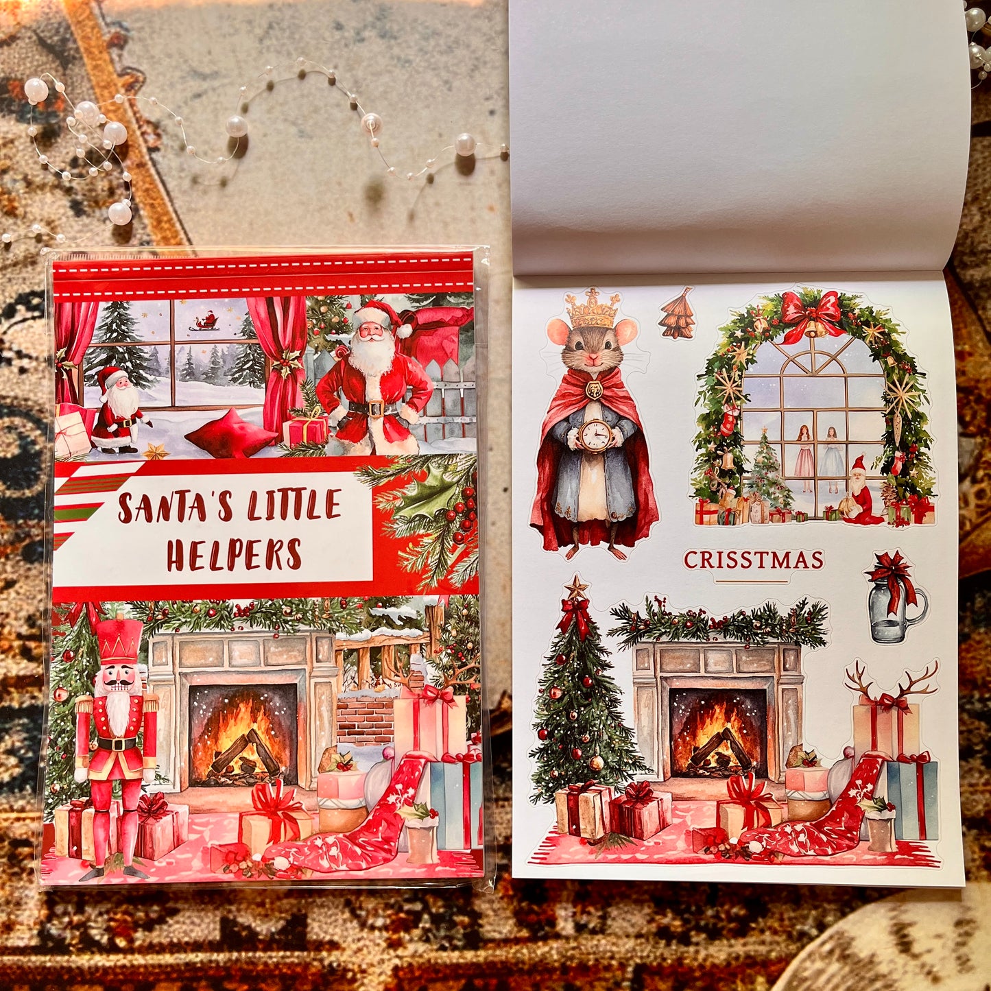 20 Sheets Santa's Little Helpers Christmas Sticker Book for Journaling