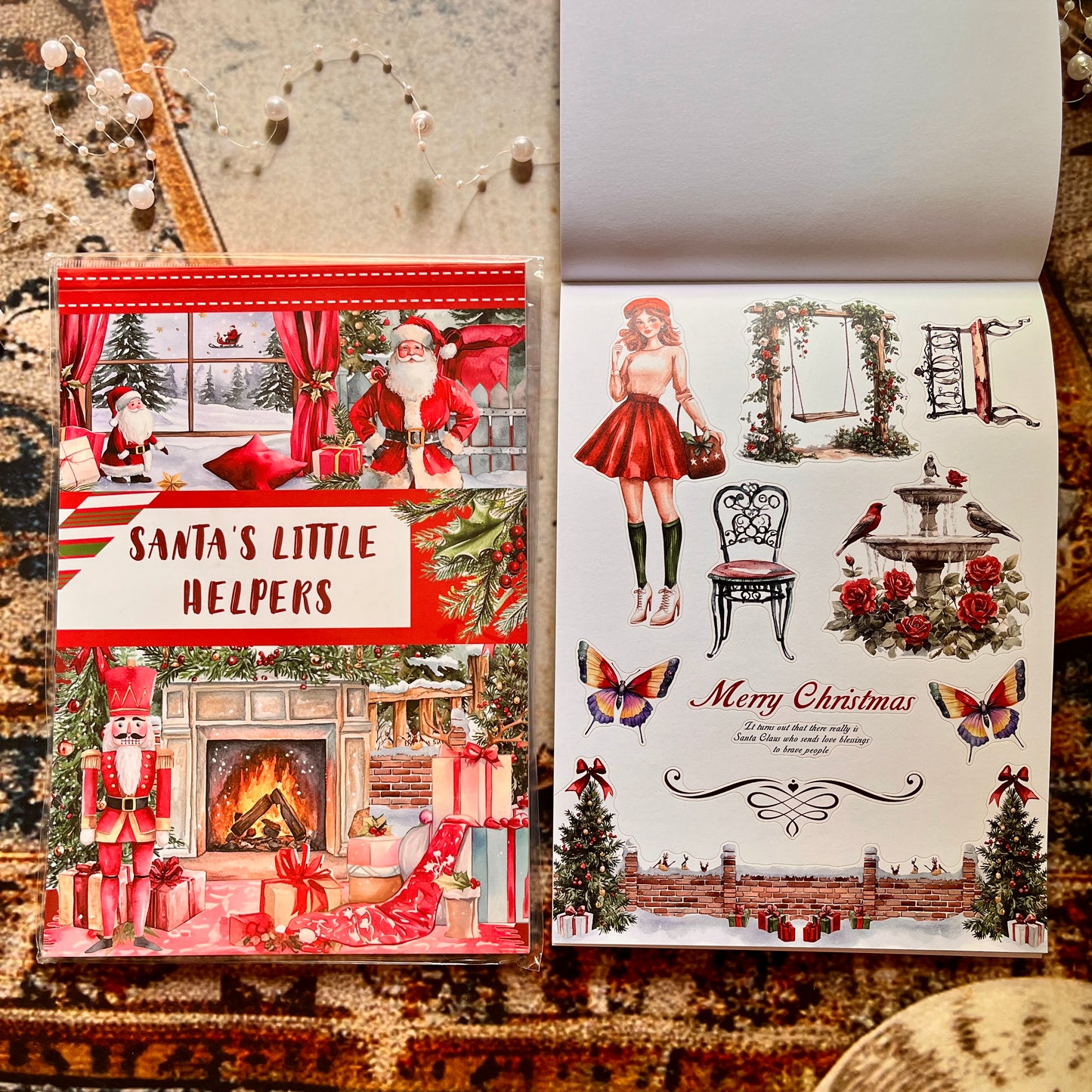 20 Sheets Santa's Little Helpers Christmas Sticker Book for Journaling