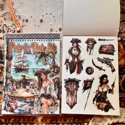 20 Sheets Under the Black Ship Sticker Book for Journaling