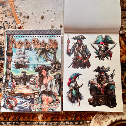 20 Sheets Under the Black Ship Sticker Book for Journaling