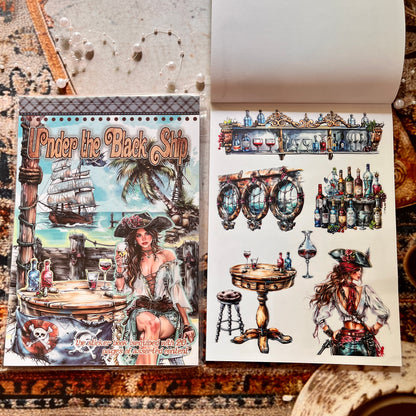 20 Sheets Under the Black Ship Sticker Book for Journaling