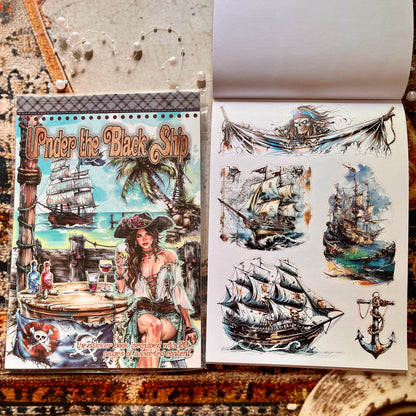 20 Sheets Under the Black Ship Sticker Book for Journaling