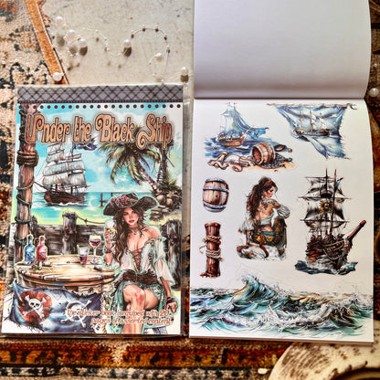 20 Sheets Under the Black Ship Sticker Book for Journaling