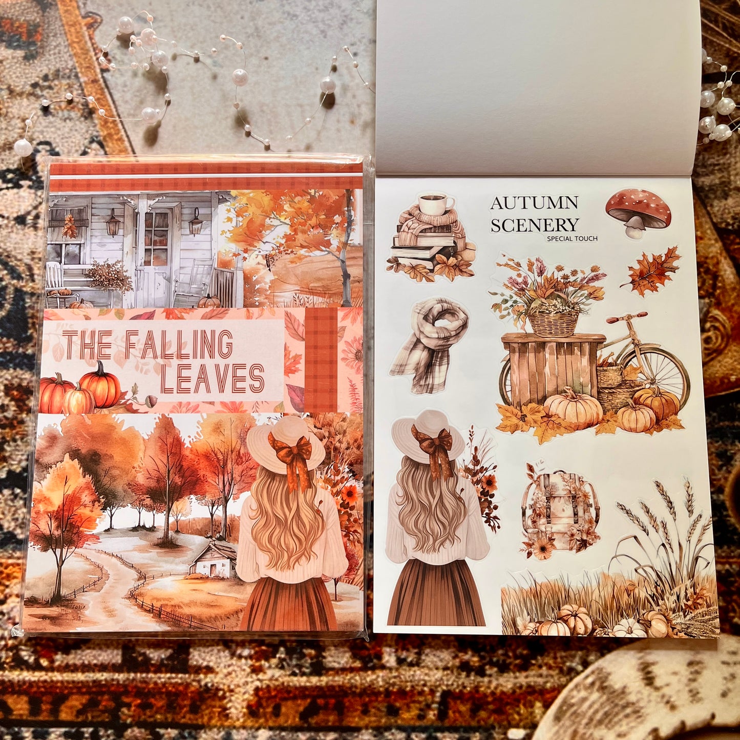 20 Sheets The Falling Leaves in Autumn Sticker Book for Journaling
