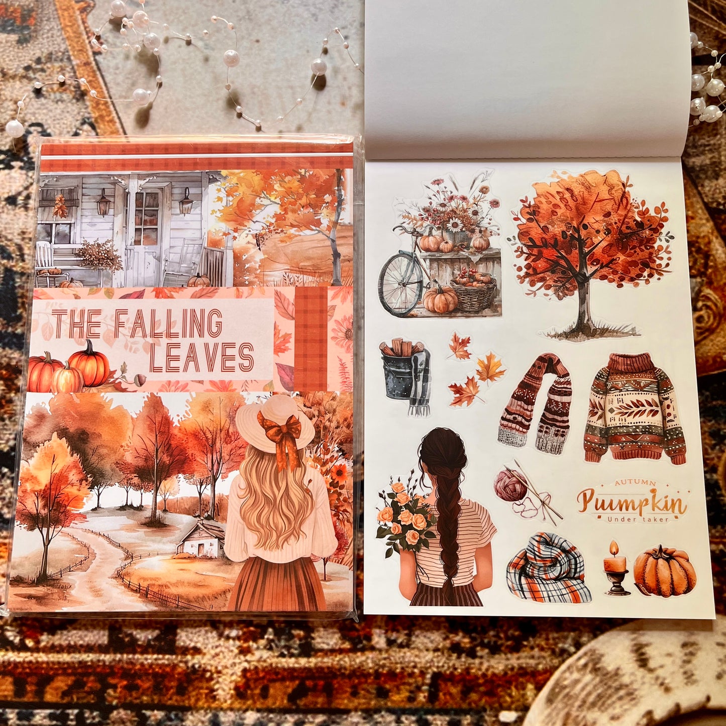 20 Sheets The Falling Leaves in Autumn Sticker Book for Journaling
