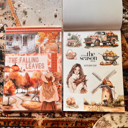 20 Sheets The Falling Leaves in Autumn Sticker Book for Journaling
