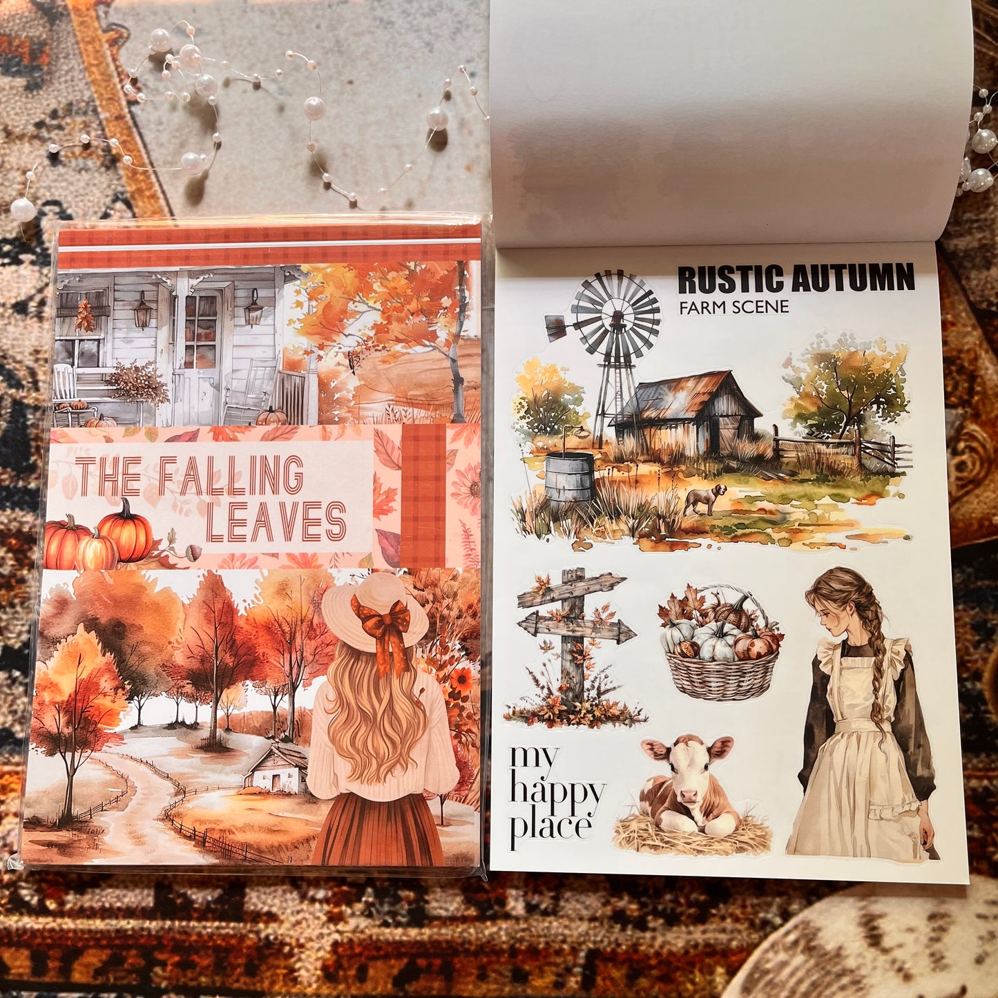 20 Sheets The Falling Leaves in Autumn Sticker Book for Journaling