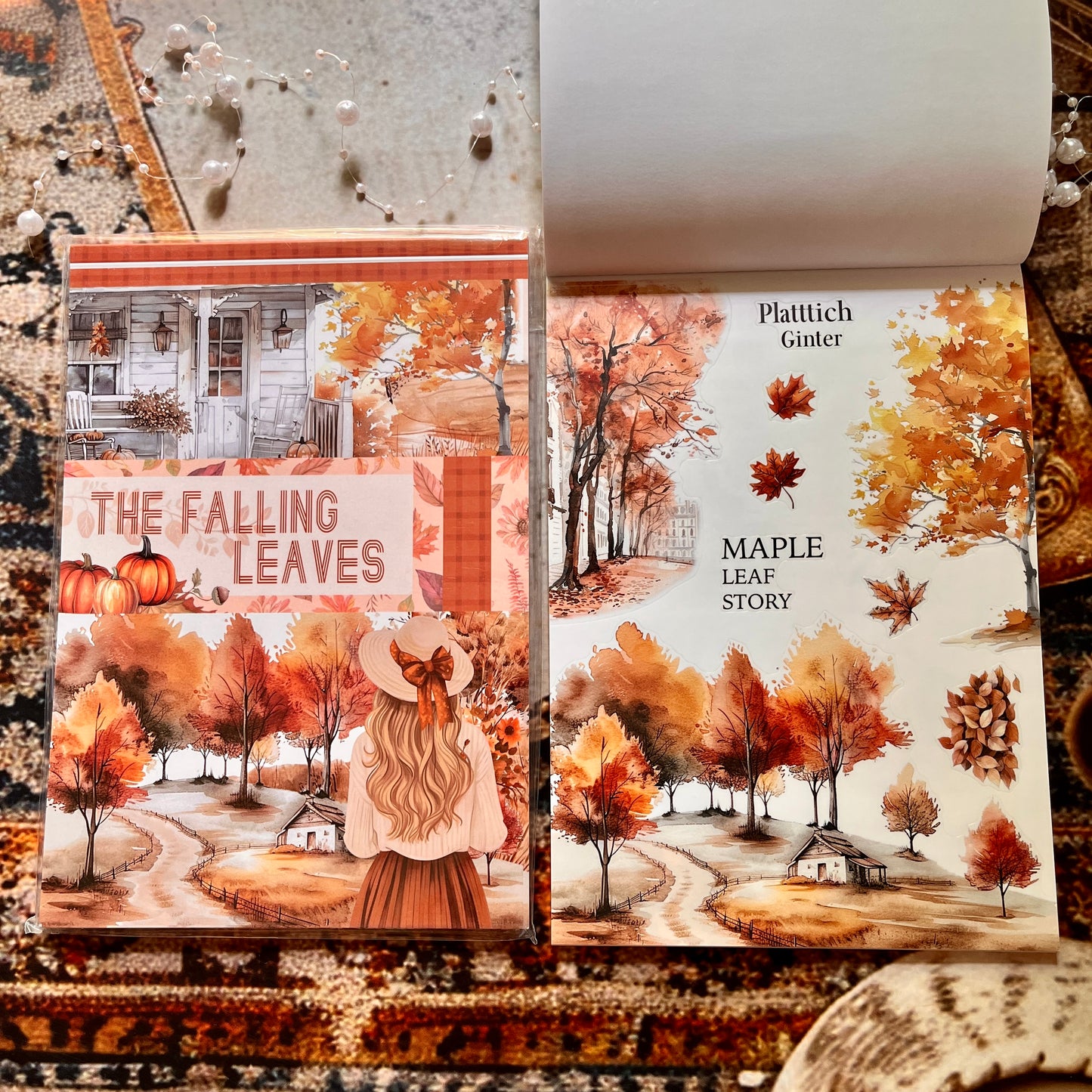20 Sheets The Falling Leaves in Autumn Sticker Book for Journaling
