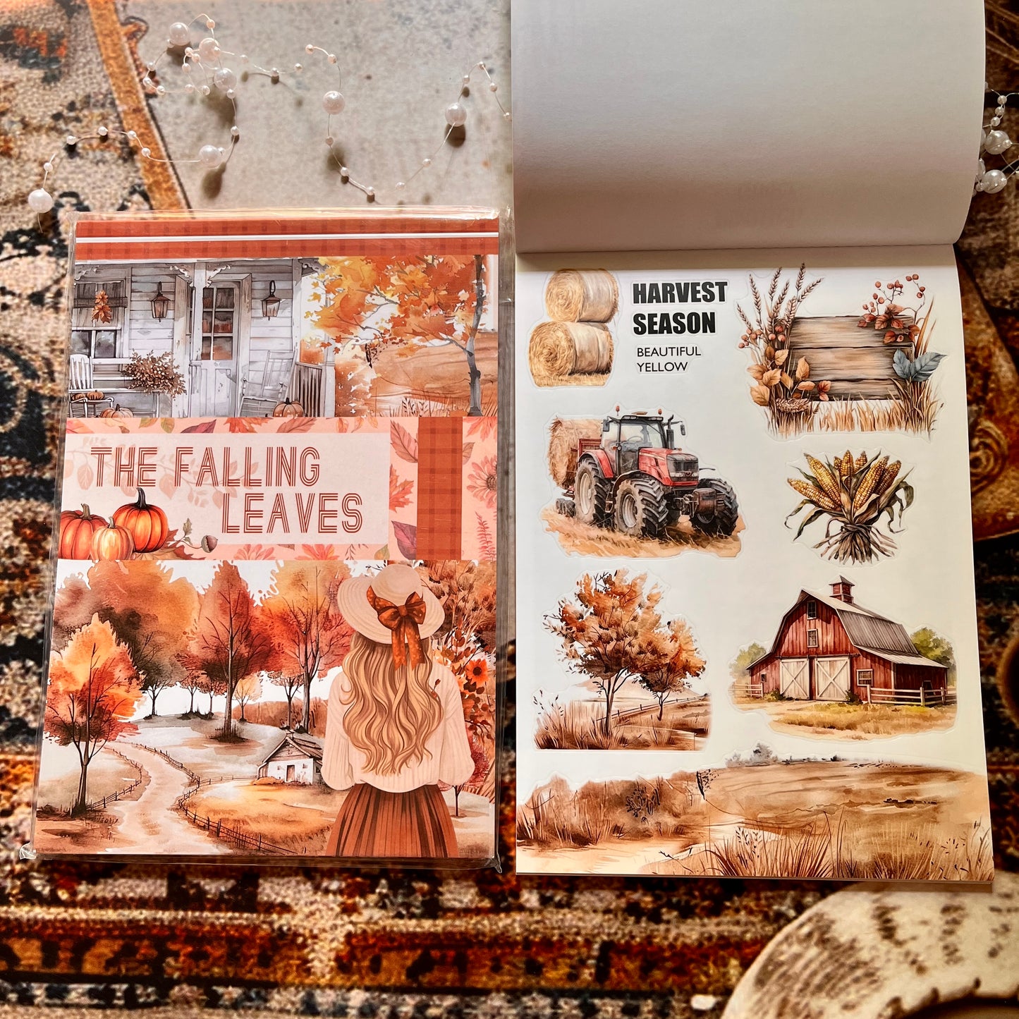 20 Sheets The Falling Leaves in Autumn Sticker Book for Journaling