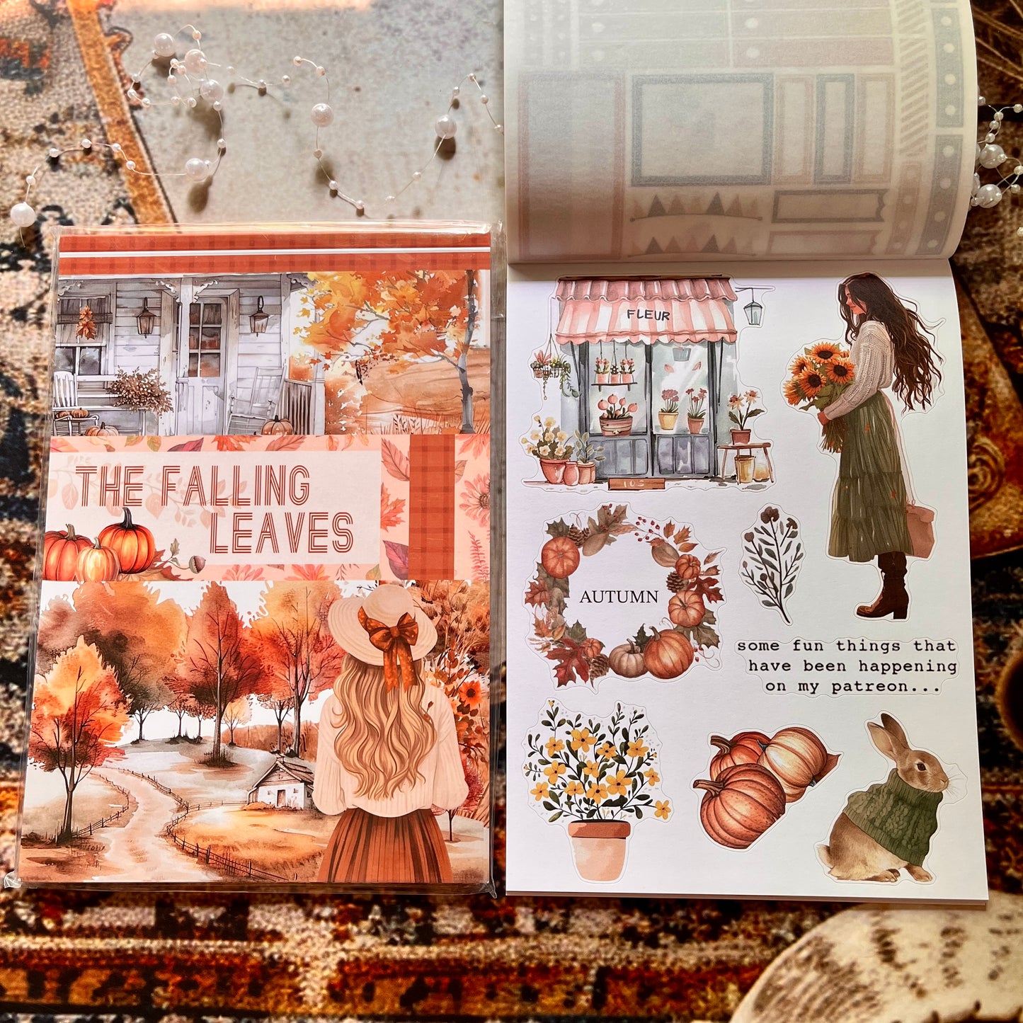 20 Sheets The Falling Leaves in Autumn Sticker Book for Journaling