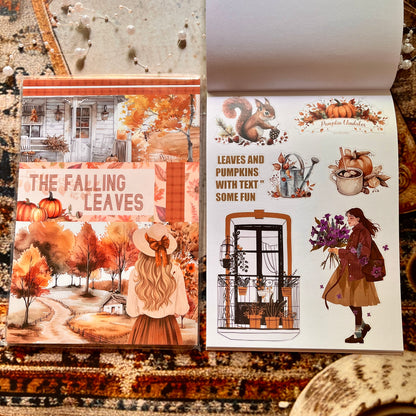 20 Sheets The Falling Leaves in Autumn Sticker Book for Journaling