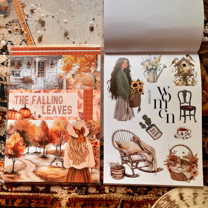 20 Sheets The Falling Leaves in Autumn Sticker Book for Journaling