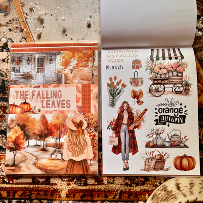 20 Sheets The Falling Leaves in Autumn Sticker Book for Journaling